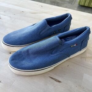 Guy Harvey Pacific Shoes Mens Size 10 Blue Canvas Slip On Nautical Boat Casual